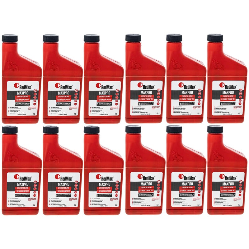 RedMax 580357204 OEM MaxLife 2-Cycle Oil 50:1, 5 gal Mix, 13 oz. Pack of 12 - Image 1